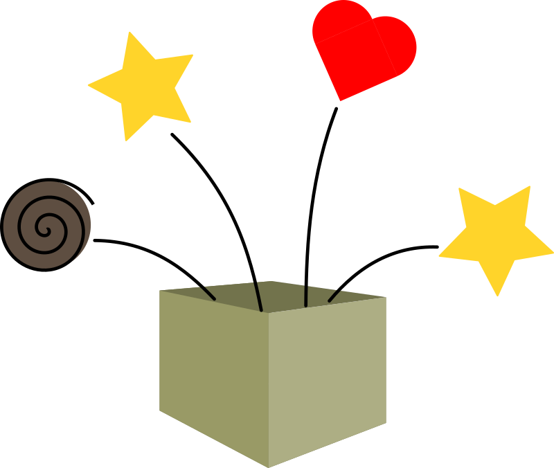 box with stars coming out