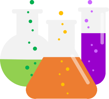 lab beakers with chemicals